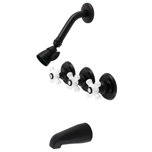 Kingston Brass Tub and Shower Faucet, Matte Black, Wall Mount KB230PX - main